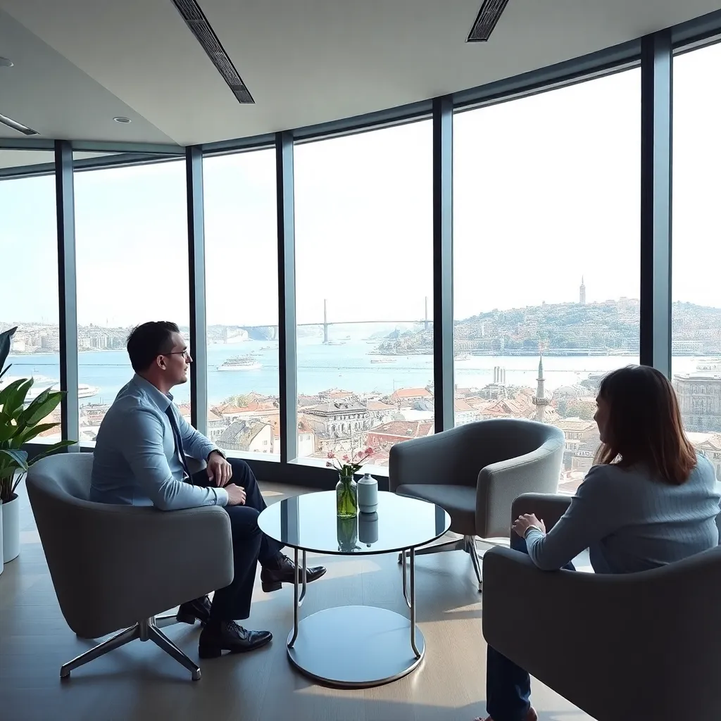 İstanbul'da modern bir ofiste iş danışmanlığı seansı