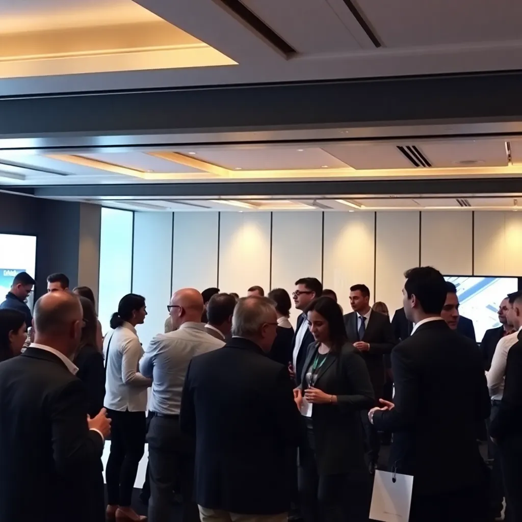 İstanbul'da bir iş ağı etkinliğinde profesyoneller networking yapıyor